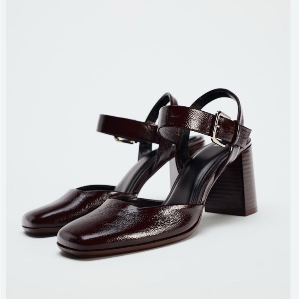 Zara Dark Brown Block Heel Shoes